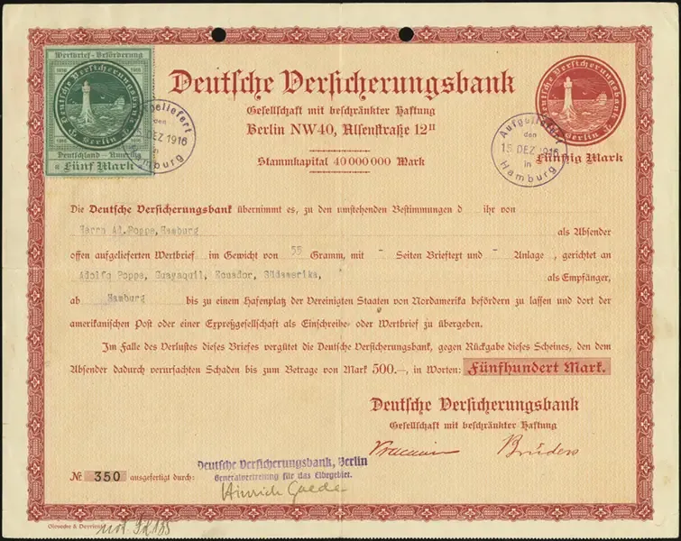 MiNr. 3 on MiNr. WK 2<br />(front)