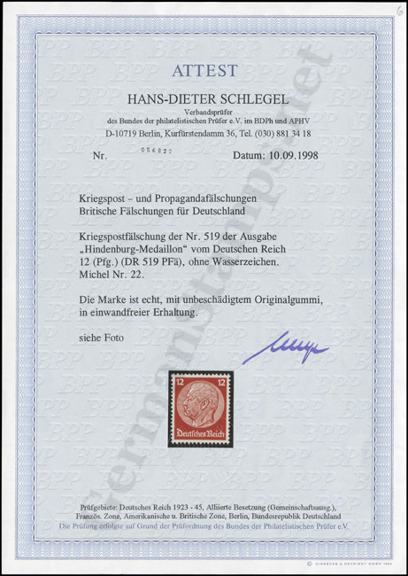 Schlegel Certificate