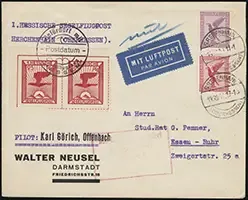 MiNr. 20 (x2) on Cover (front)