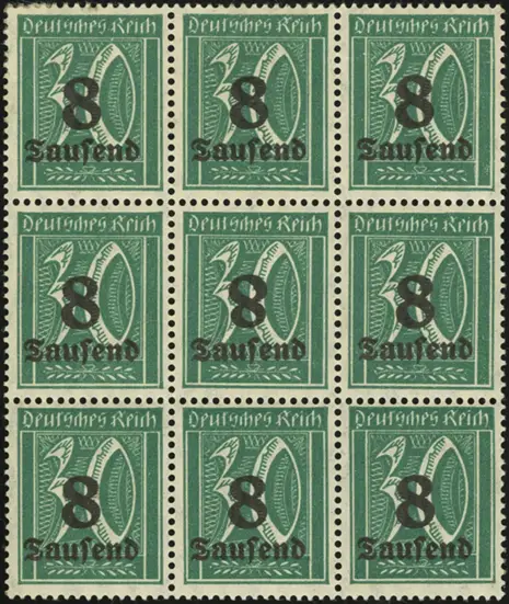 MiNr. 278 X & MiNr. 278 X I in Block of 9